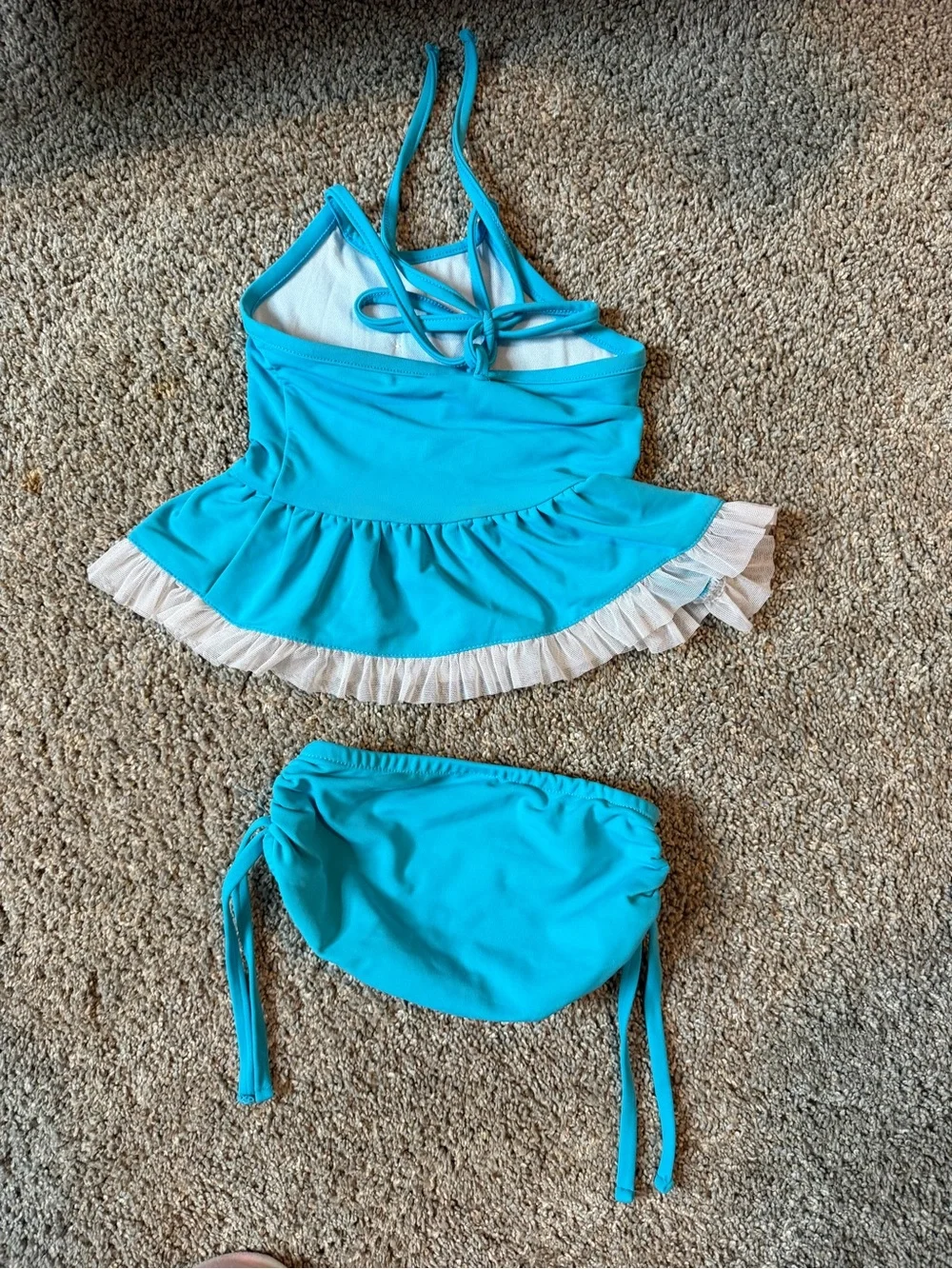 Turquoise Ruffle Tankini Swimsuit for Kids - Blue